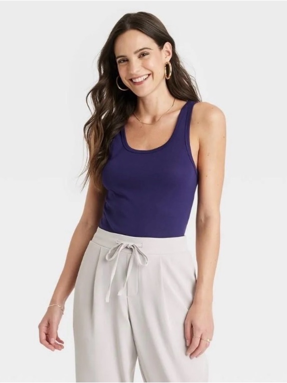 Women's XL Slim Fit Tank Top Navy Blue - a New Day